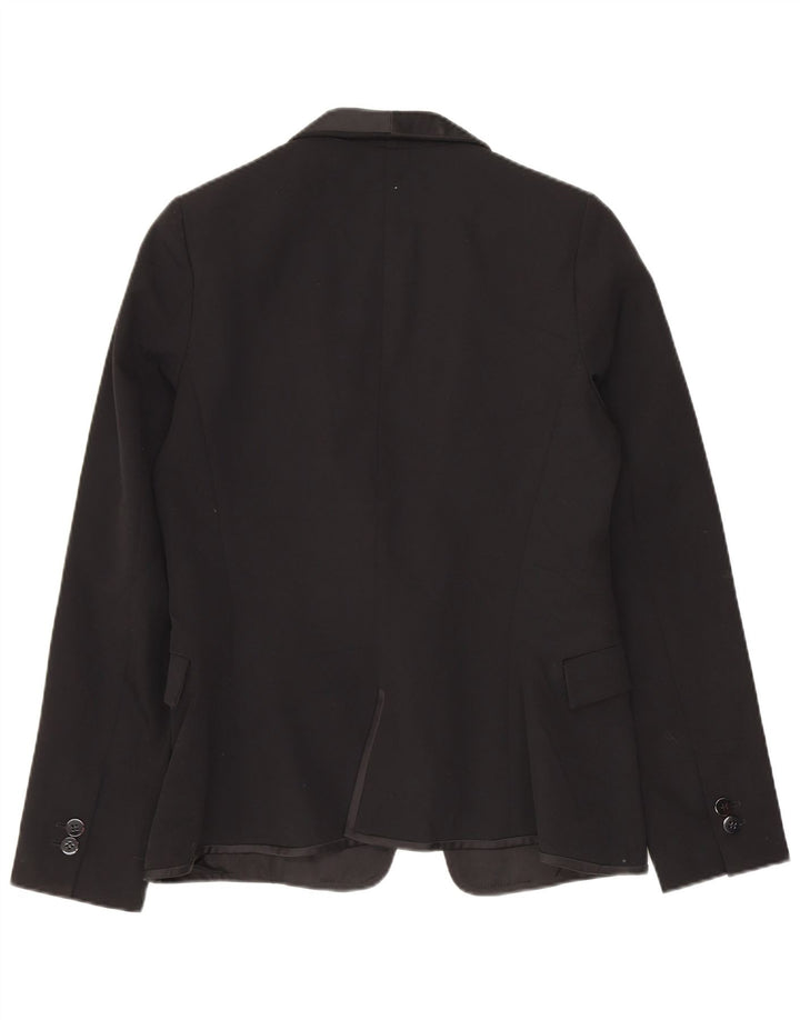 ZARA Femme Veste Blazer UK 10 Petit Noir Polyester