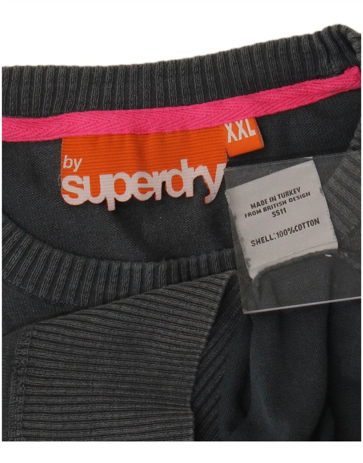 SUPERDRY Pull à col rond pour homme 2XL Gris Coton