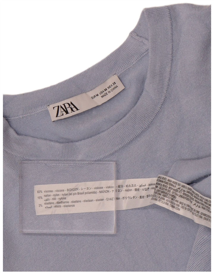 Zara Pull col bateau pour femme UK 12 Bleu moyen Viscose