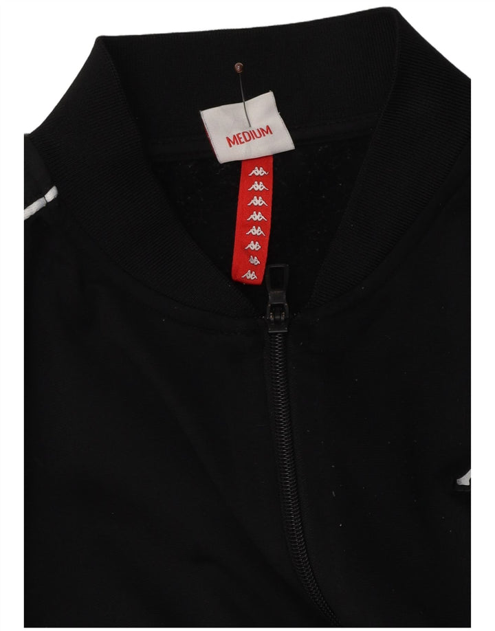 Kappa Femmes Graphique Crop Survêtement Top Veste UK 14 Moyen Noir Polyester