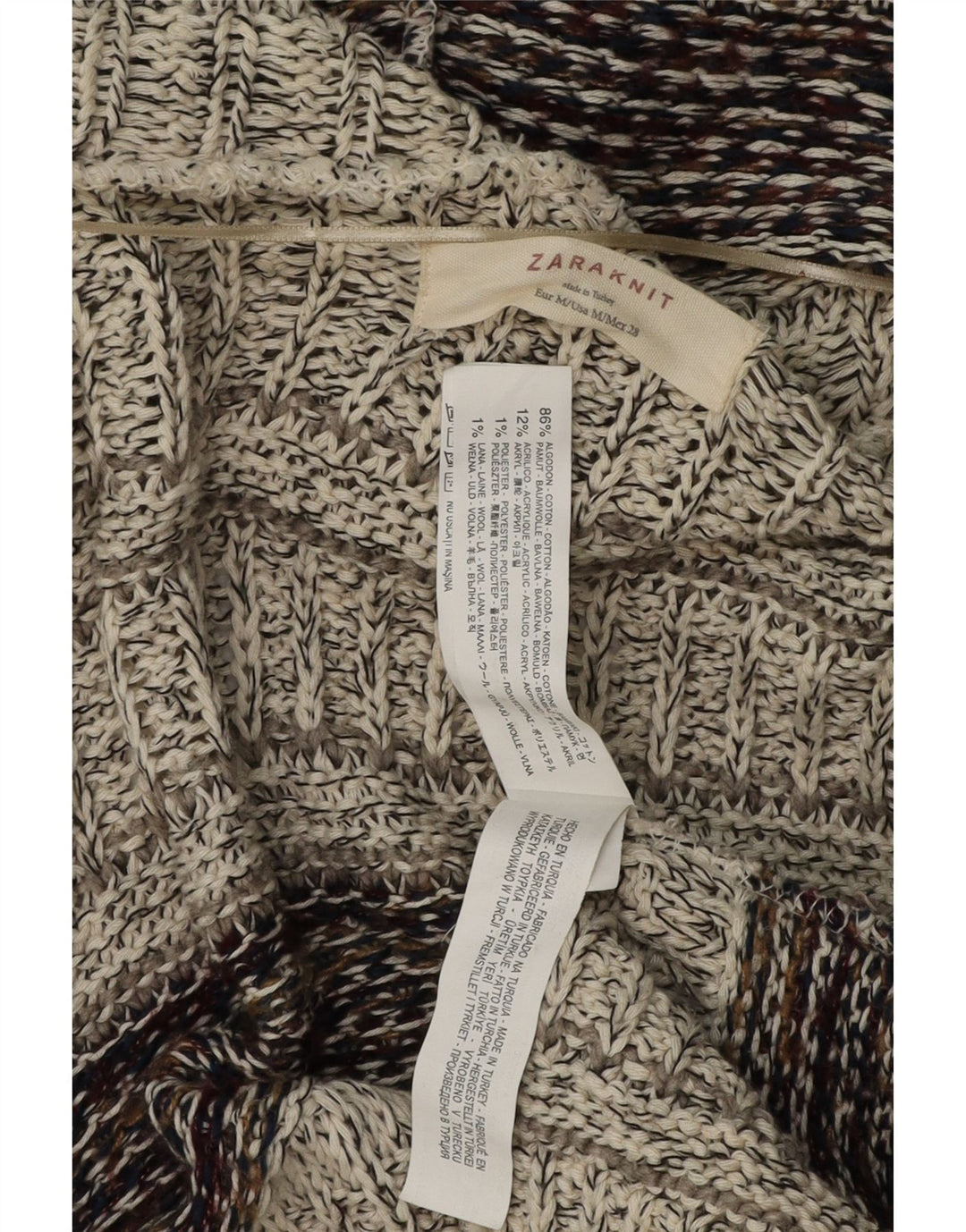 ZARA Cardigan long à capuche pour femme UK 14 Medium Multicolore