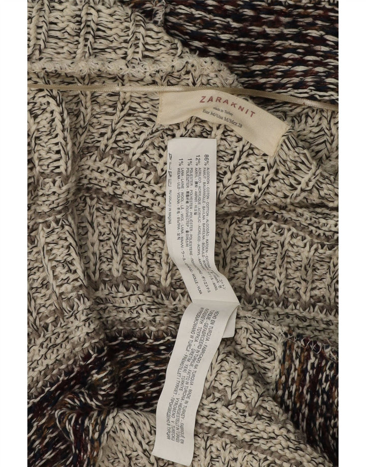 ZARA Cardigan long à capuche pour femme UK 14 Medium Multicolore