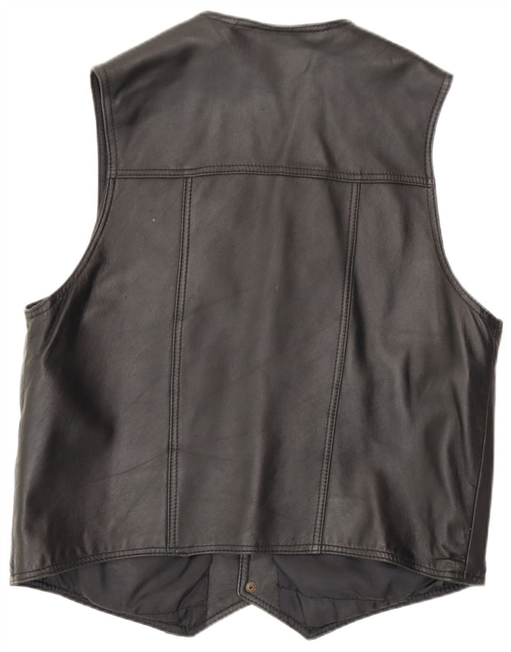 Mondi Gilet en cuir pour homme UK 36 Petit Noir