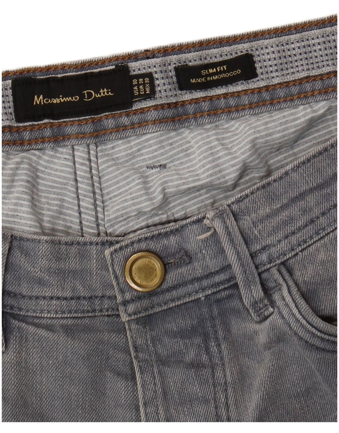MASSIMO DUTTI Jean Slim Homme EU 38 Petit W30 L31 Gris