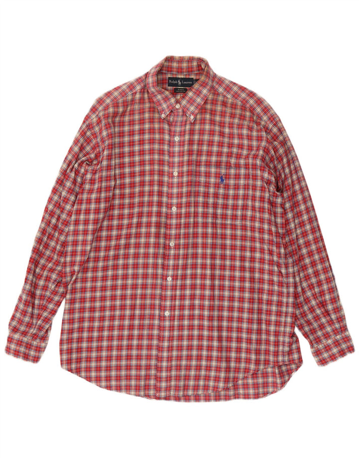 RALPH LAUREN Chemise ample en flanelle Blake pour hommes, grand carreaux rouges en coton