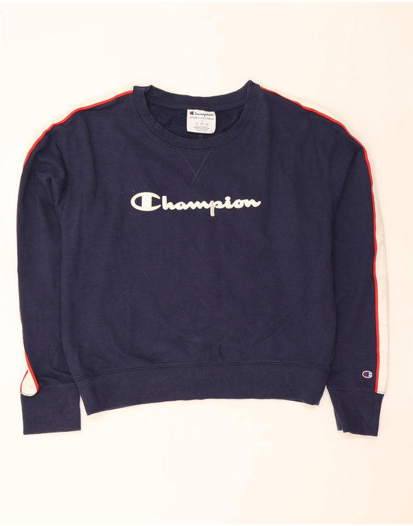 Champion Sweat-shirt court pour femme UK 14 Large Bleu marine Colourblock