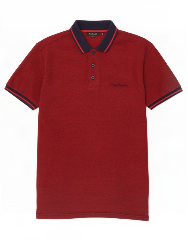 Pierre Cardin Mens Polo Shirt Small Maroon Cotton