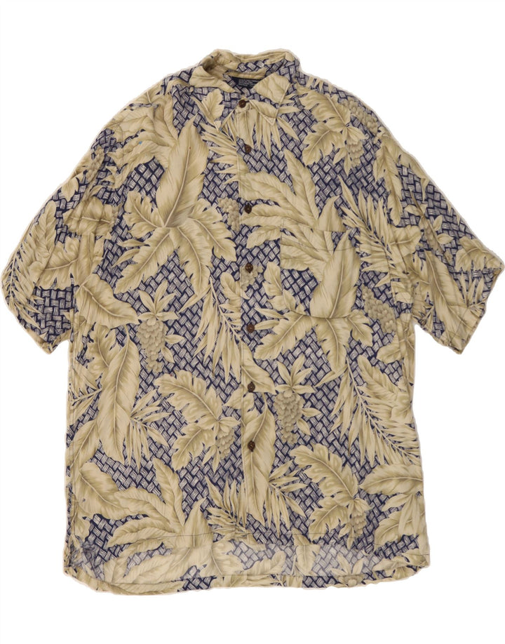 NAUTICA Mens Abstract Pattern Short Sleeve Shirt Medium Beige Hawaiian Vintage Nautica and Second-Hand Nautica from Messina Hembry 