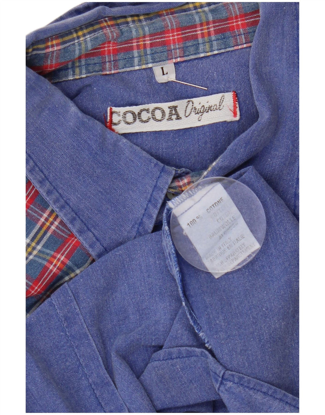 Cocoa Chemise en jean pour homme en coton à carreaux bleus