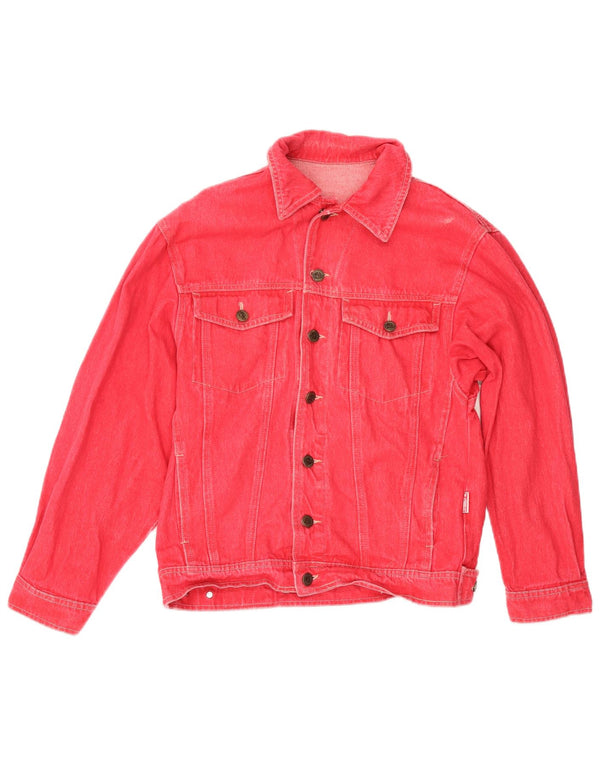 VINTAGE Veste en denim femme UK 14 Coton rouge moyen