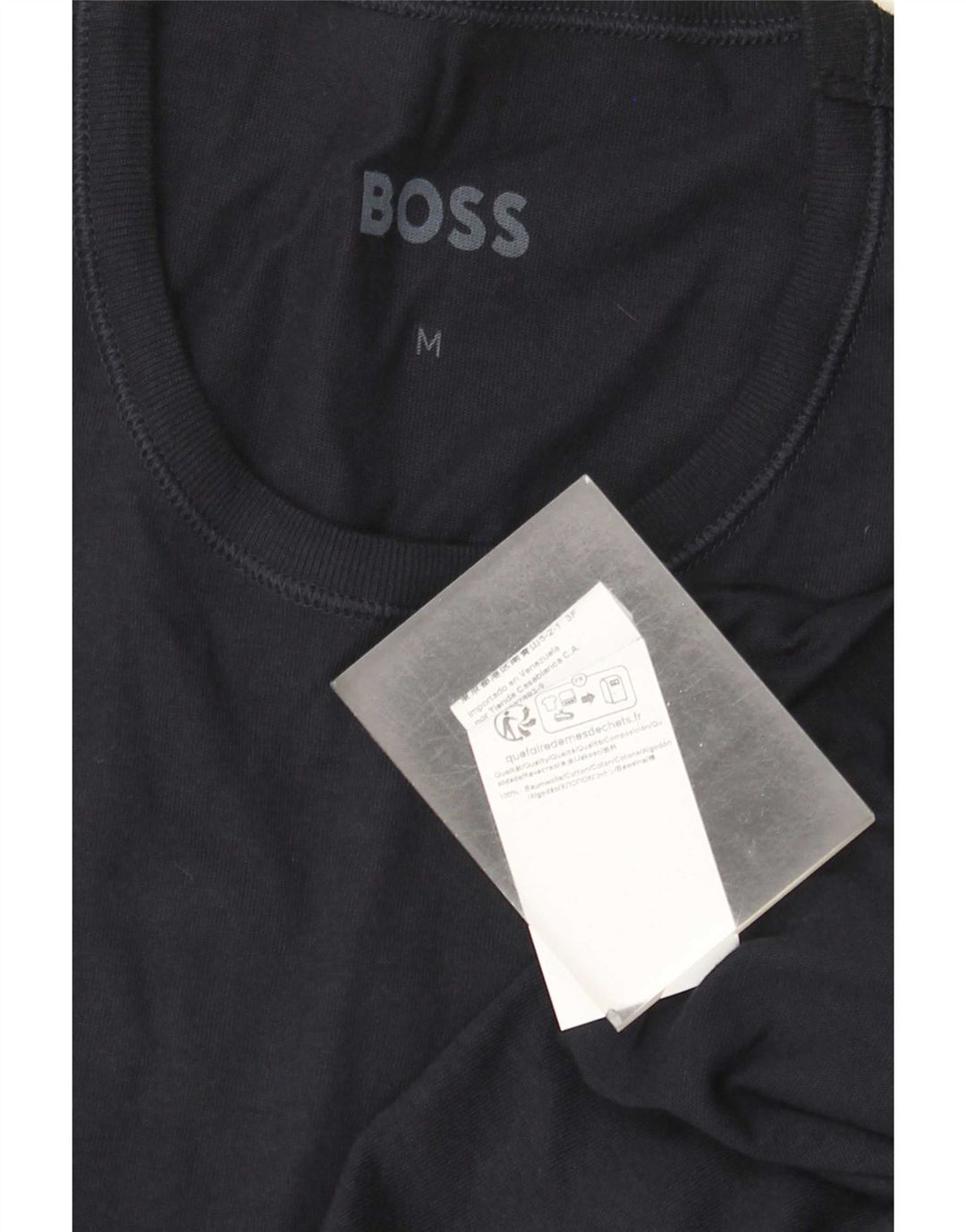 Hugo Boss Homme T-Shirt Top Bleu Marine Moyen Coton