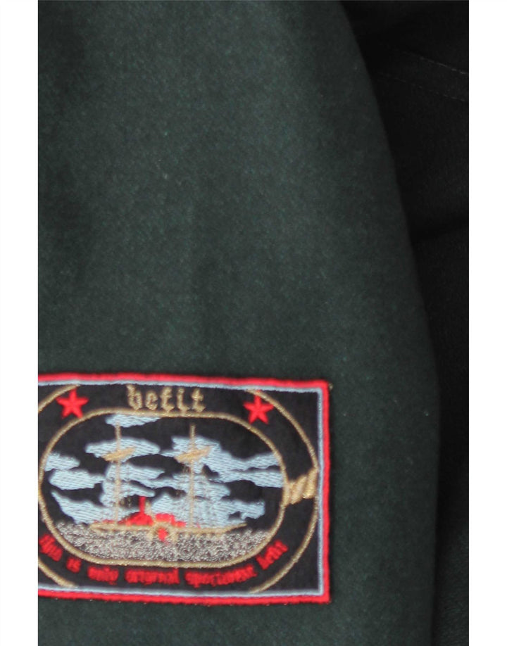 vintage Homme Duffle Coat à capuche IT 46 Petite laine verte