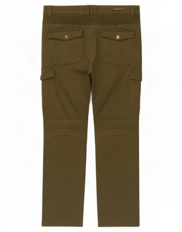 Volero Moto Jeans Pantalon Cargo Slim Femme Large W34 L28 Kaki Coton