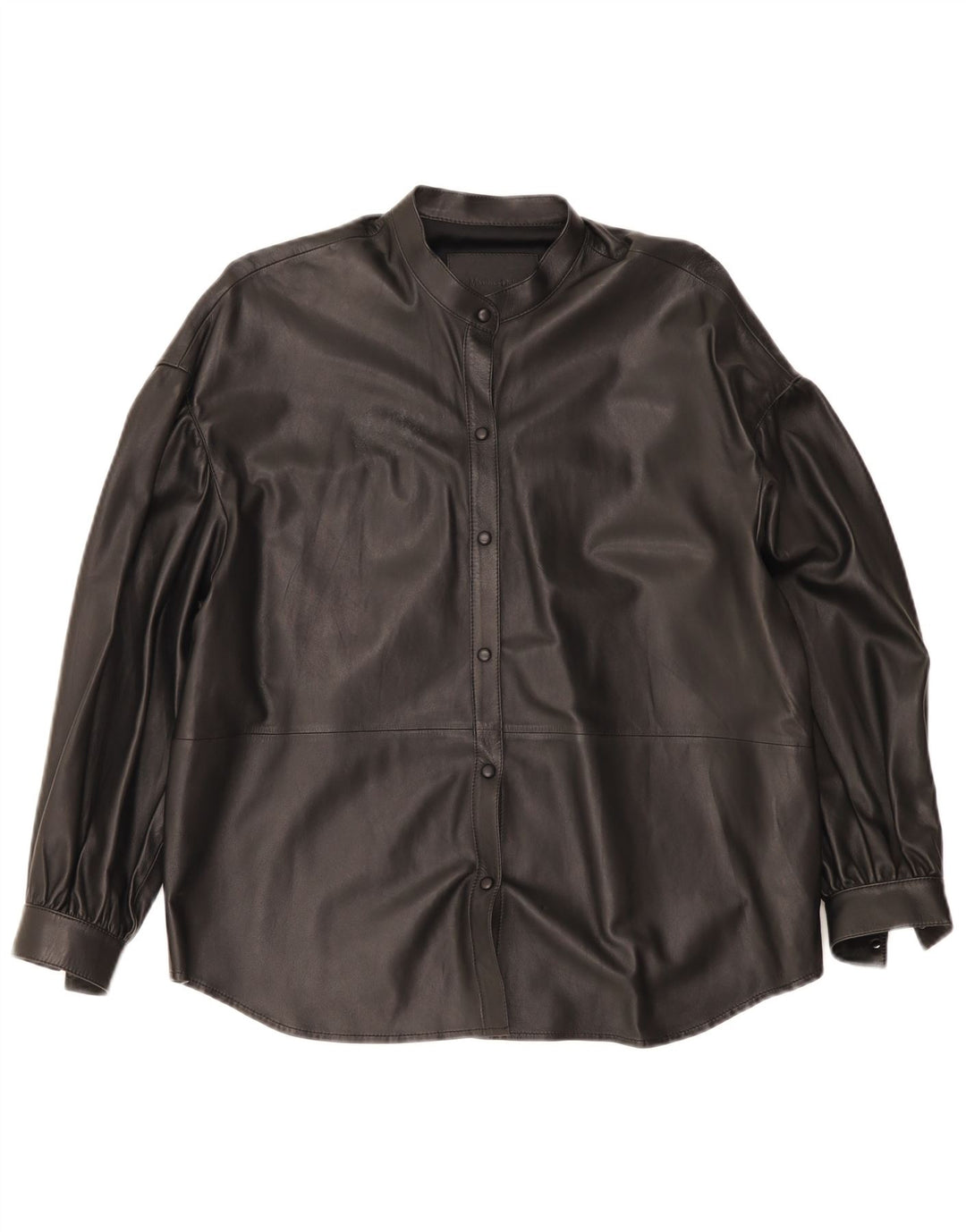 Massimo Dutti Chemise en cuir surdimensionnée pour femme UK 6 XS Cuir noir