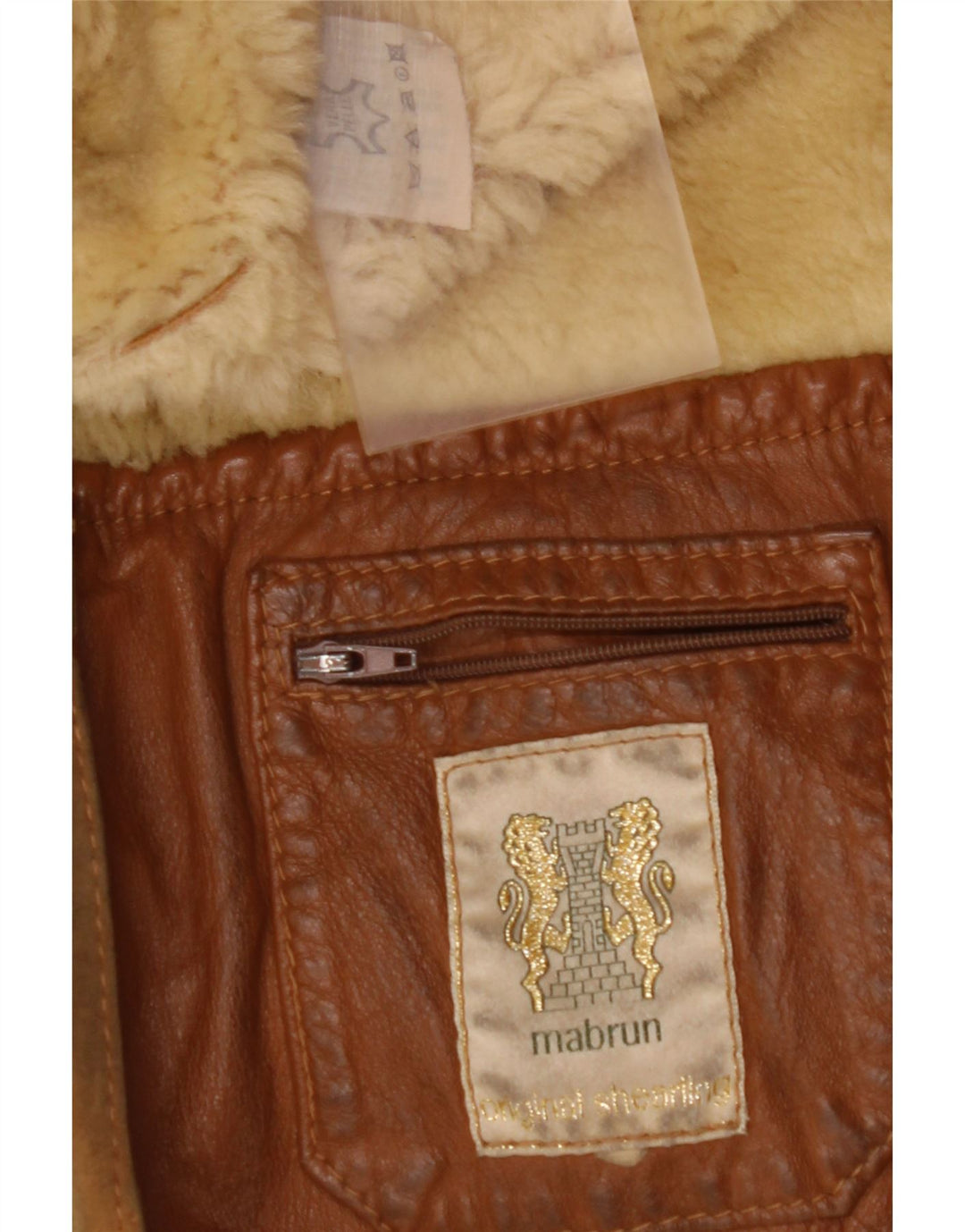 MABRUN Veste en peau de mouton pour homme UK 36 Petit cuir marron