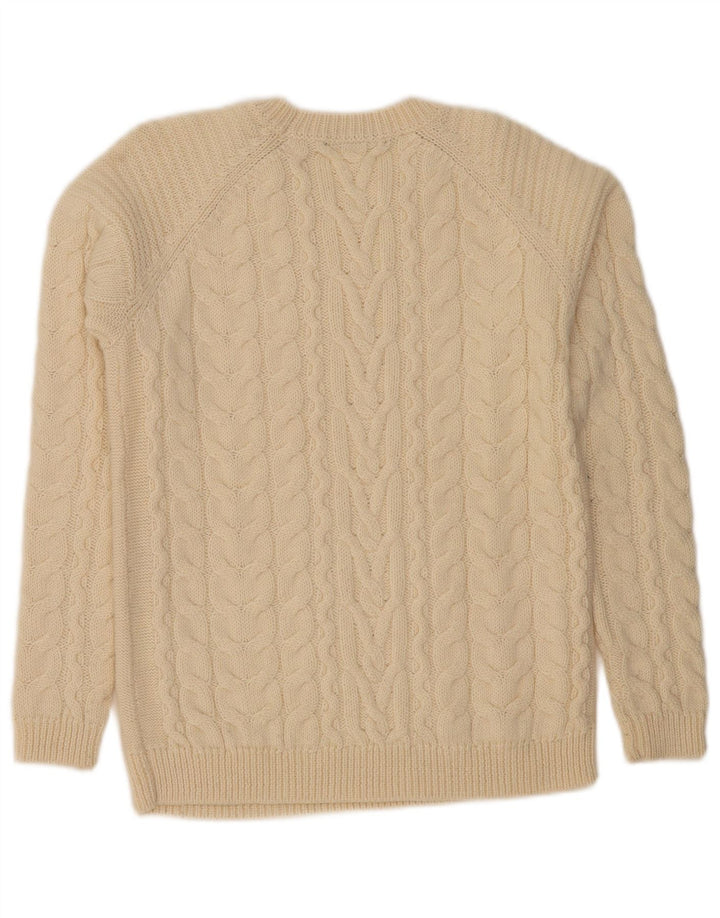 HALLHUBER Pull à col rond pour femme UK 14 Laine beige moyen