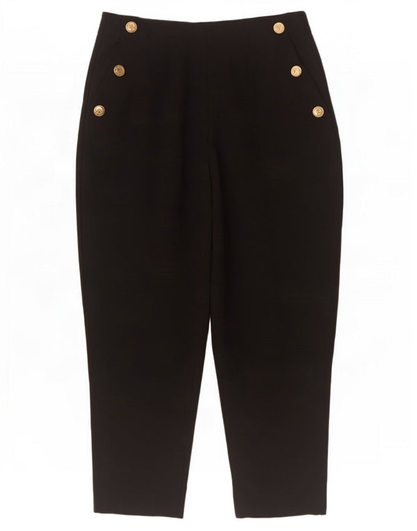 Zara Pantalon court fuselé taille haute pour femme Large W30 L26 Noir