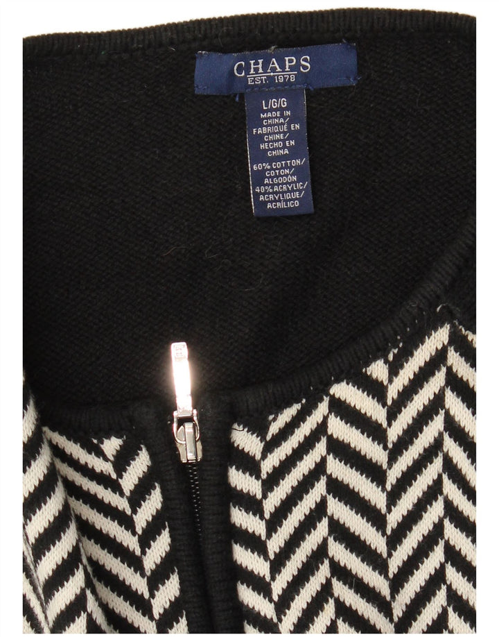 CHAPS Pull Cardigan Femme UK 14 Grand Coton à Chevrons Noir