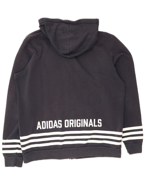 Adidas Pull à capuche zippé graphique pour homme Grand coton bleu marine
