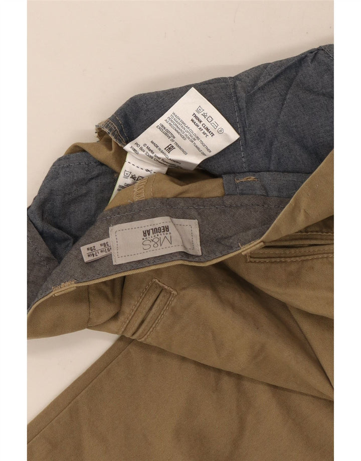Marks & Spencer Pantalon de costume droit pour homme W38 L29 Kaki Coton