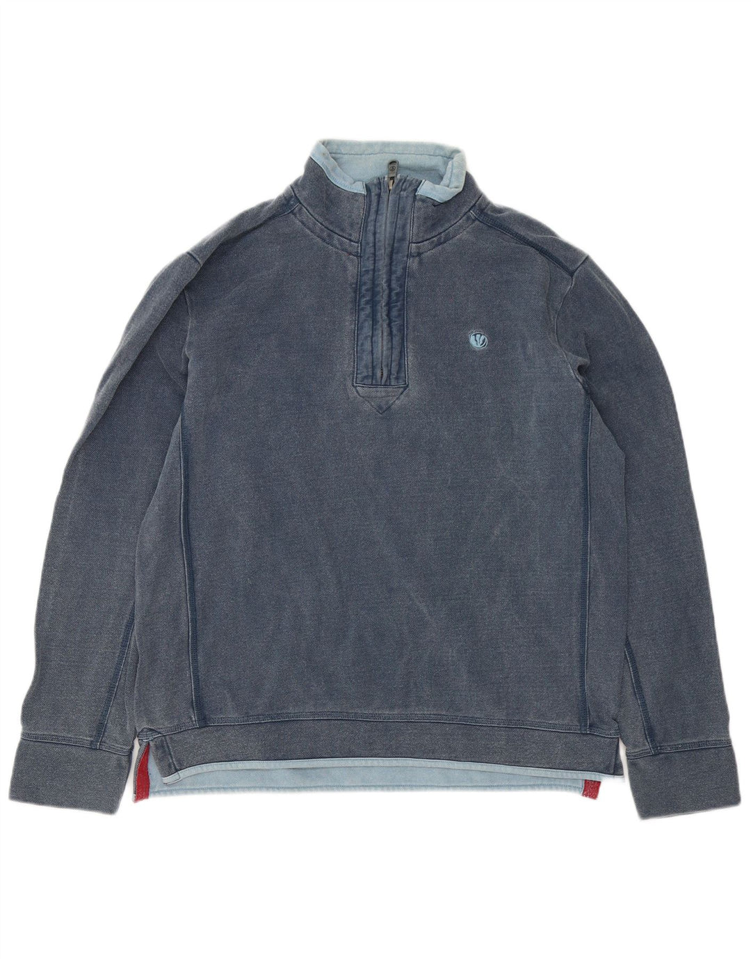 Fat Face Sweat-Shirt Col Zippé Homme Bleu Marine Moyen Coton