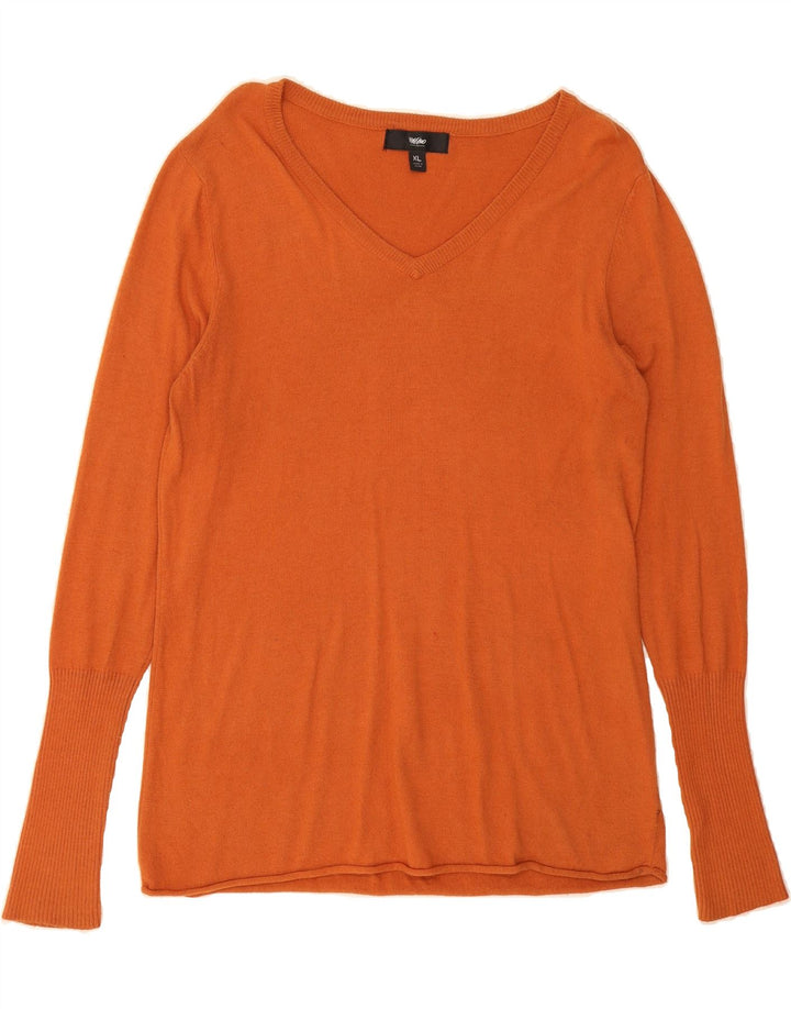 MOSSIMO Womens V-Neck Jumper Sweater UK 18 XL Orange Nylon Vintage Mossimo and Second-Hand Mossimo from Messina Hembry 