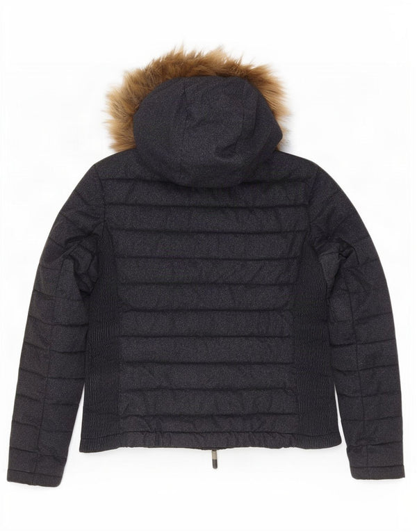 Superdry Veste matelassée à capuche pour femme UK 18 XL Nylon moucheté bleu marine