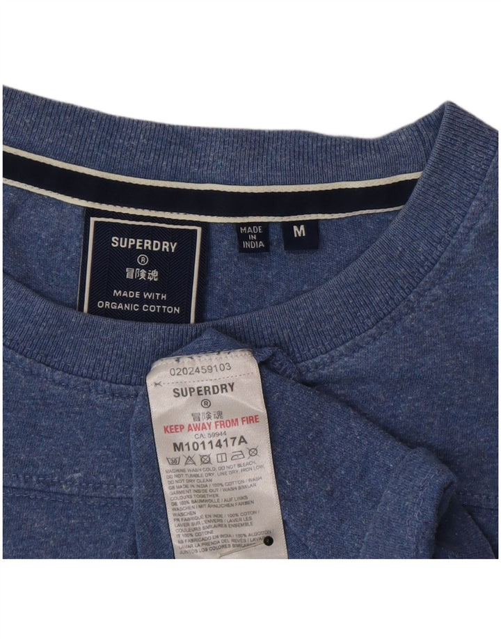 Superdry Homme T-Shirt Top Bleu Moyen Flecked Cotton