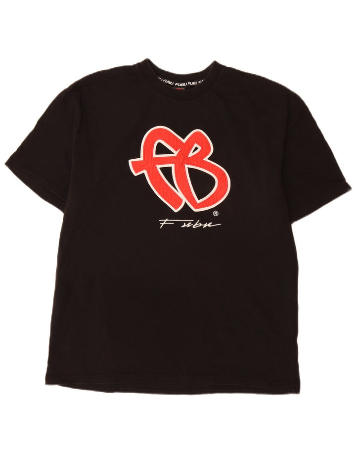 Fubu T-shirt graphique pour hommes, grand, en coton noir