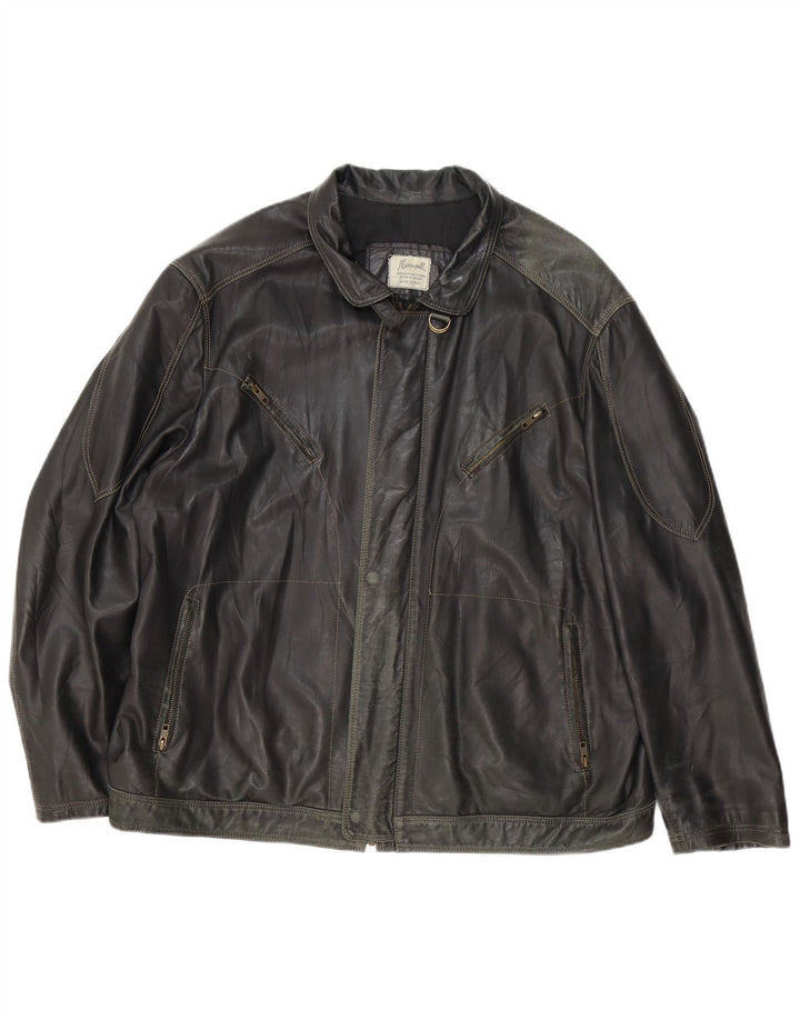 veste en cuir homme vintage UK 44 2XL Noir