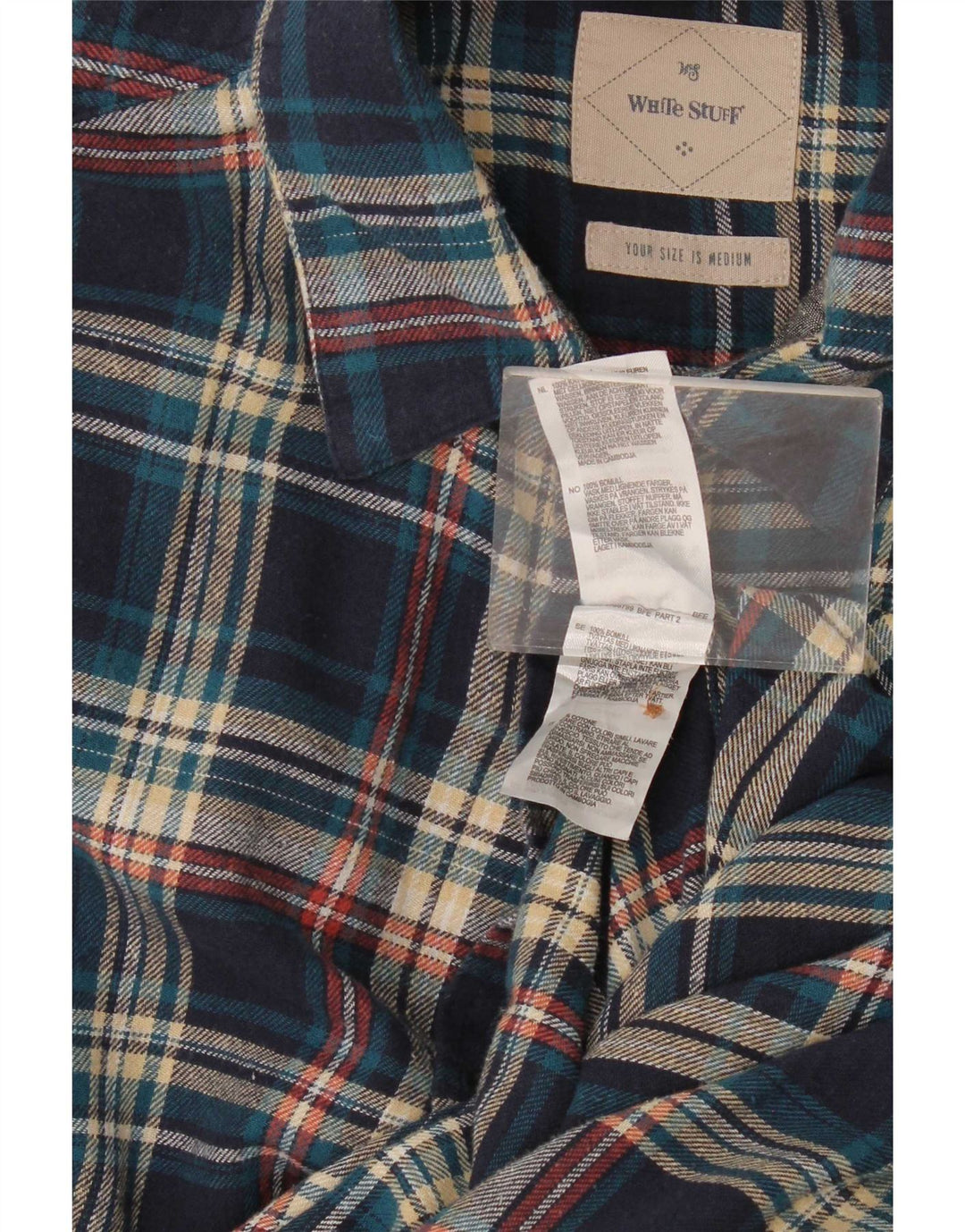 Chemise White Stuff Homme en Flanelle Coton à Carreaux Bleu Moyen
