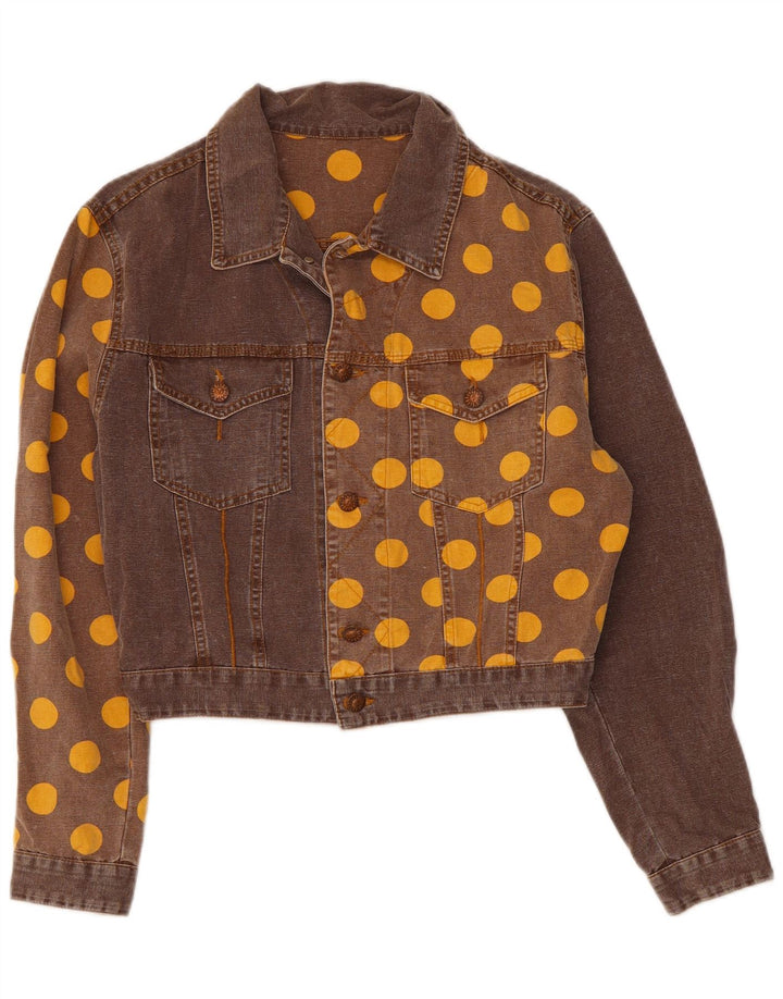 Fiorucci Veste en jean courte pour femme UK 14 Marron moyen à pois