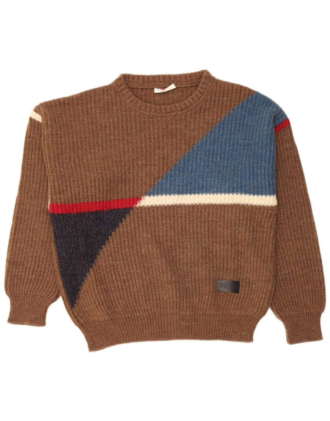 Setball Pull à col rond pour homme IT 50 Marron moyen Colourblock