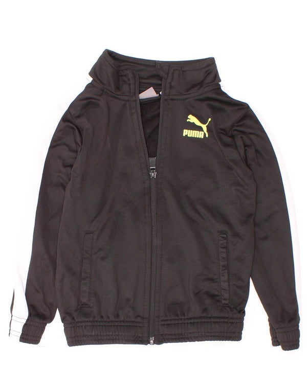 Puma Boys Tracksuit Top Jacket 3-4 Years Black Colourblock Polyester