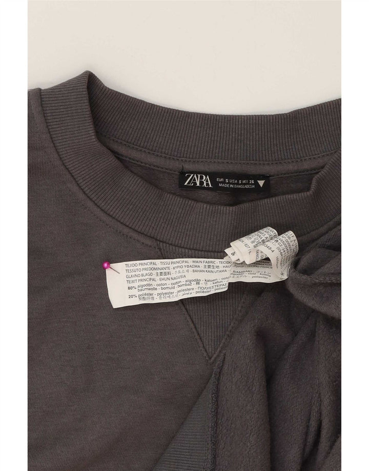 Zara Sweat-shirt surdimensionné pour femme UK 10 Petit coton gris