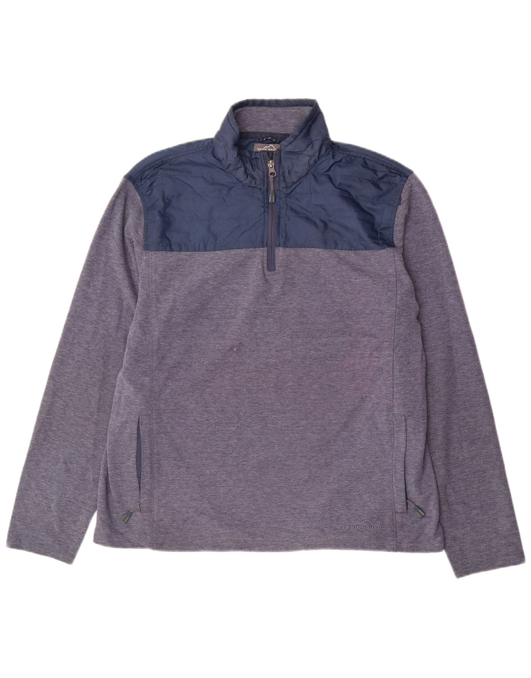 Eddie Bauer Sweat-shirt à col zippé pour homme, grand color block bleu