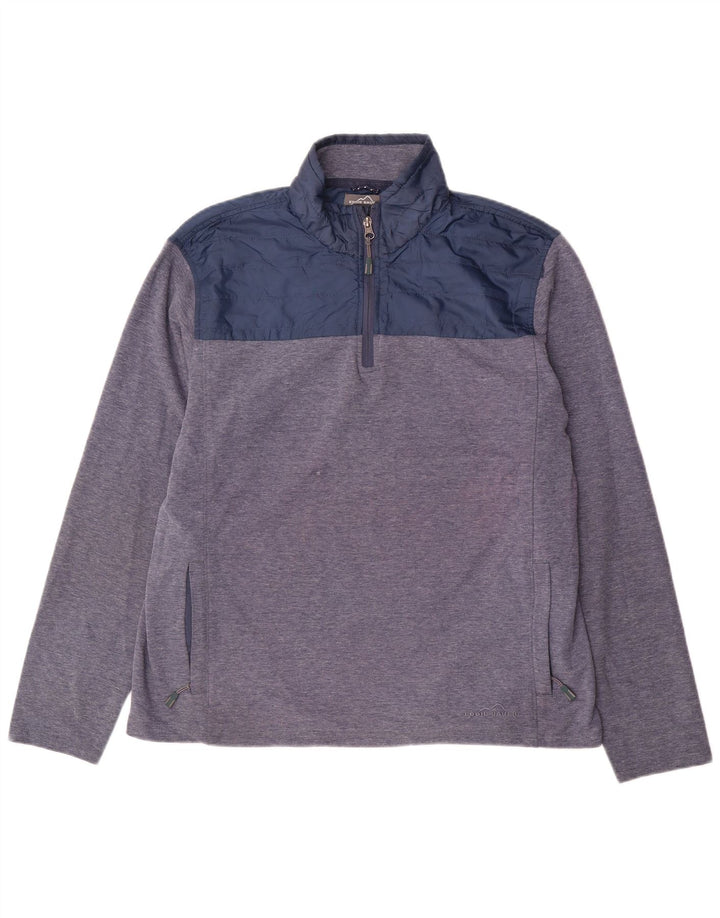Eddie Bauer Sweat-shirt à col zippé pour homme, grand color block bleu