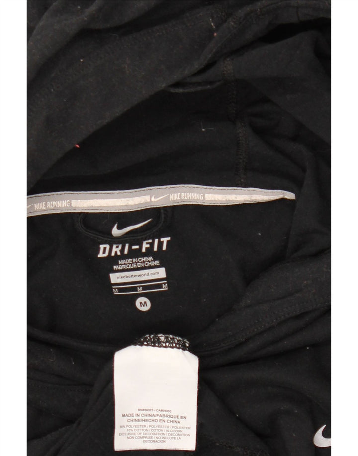 NIKE Haut à capuche Dri Fit pour femmes à manches longues UK 14 Polyester noir moyen