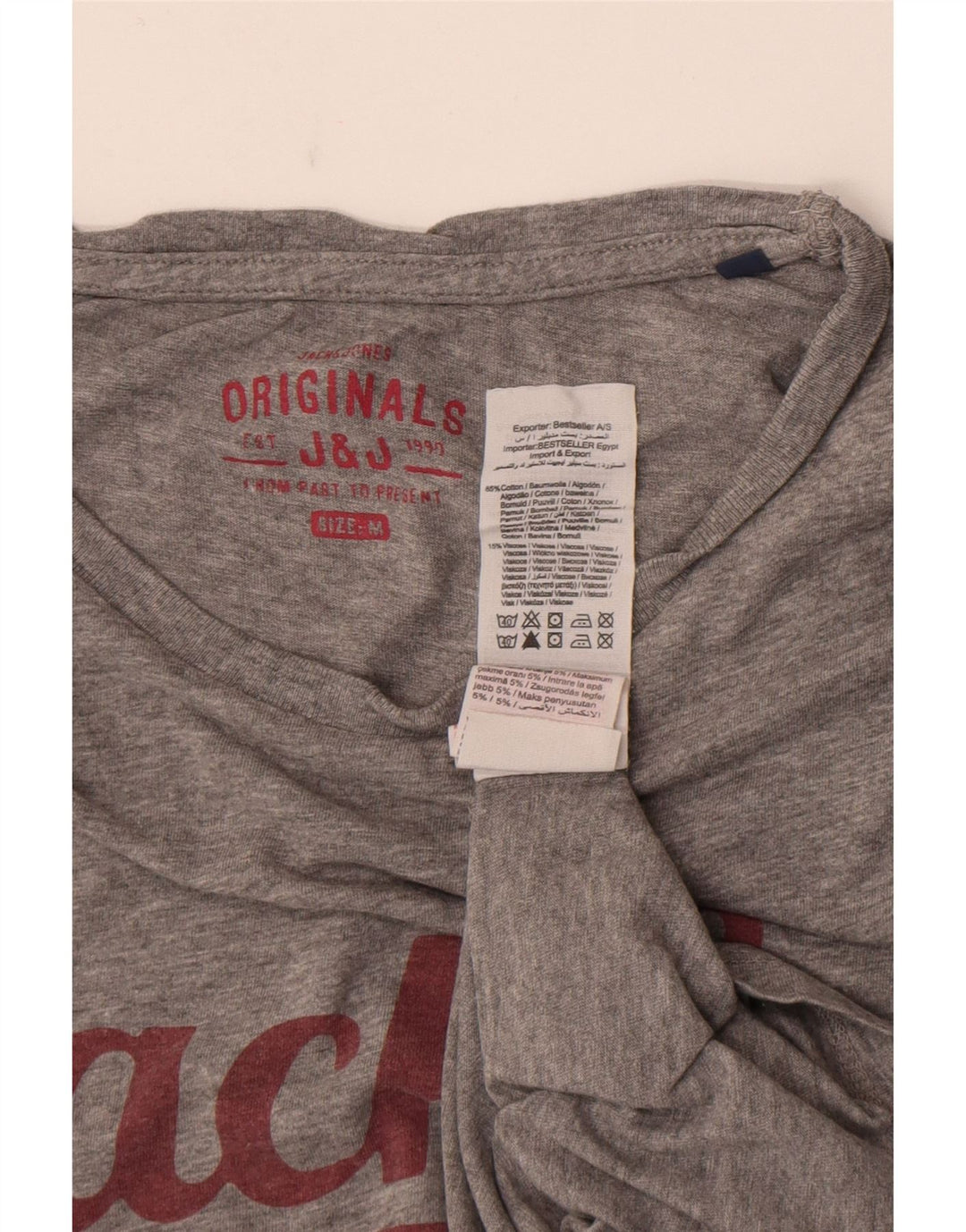 Jack & Jones T-Shirt Graphique Homme Gris Moyen Moucheté Coton