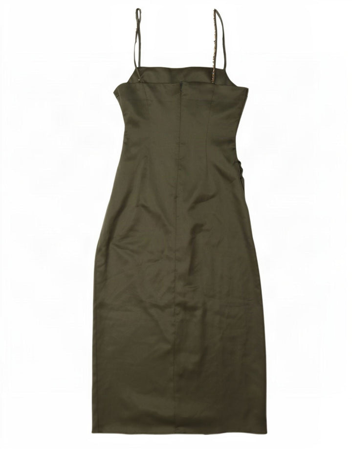 Zara Femme Robe Maxi Sans Manches UK 10 Petit Vert Polyester
