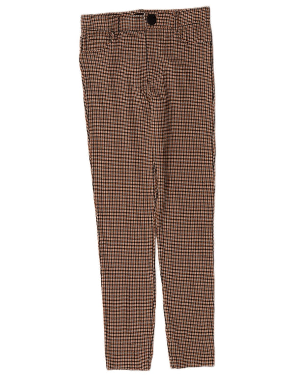 Zara Pantalon décontracté skinny pour femme Medium W28 L27 Marron Viscose pied-de-poule