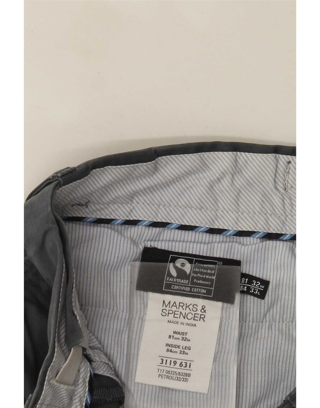 Marks & Spencer Pantalon de costume droit pour homme W32 L33 Gris Coton
