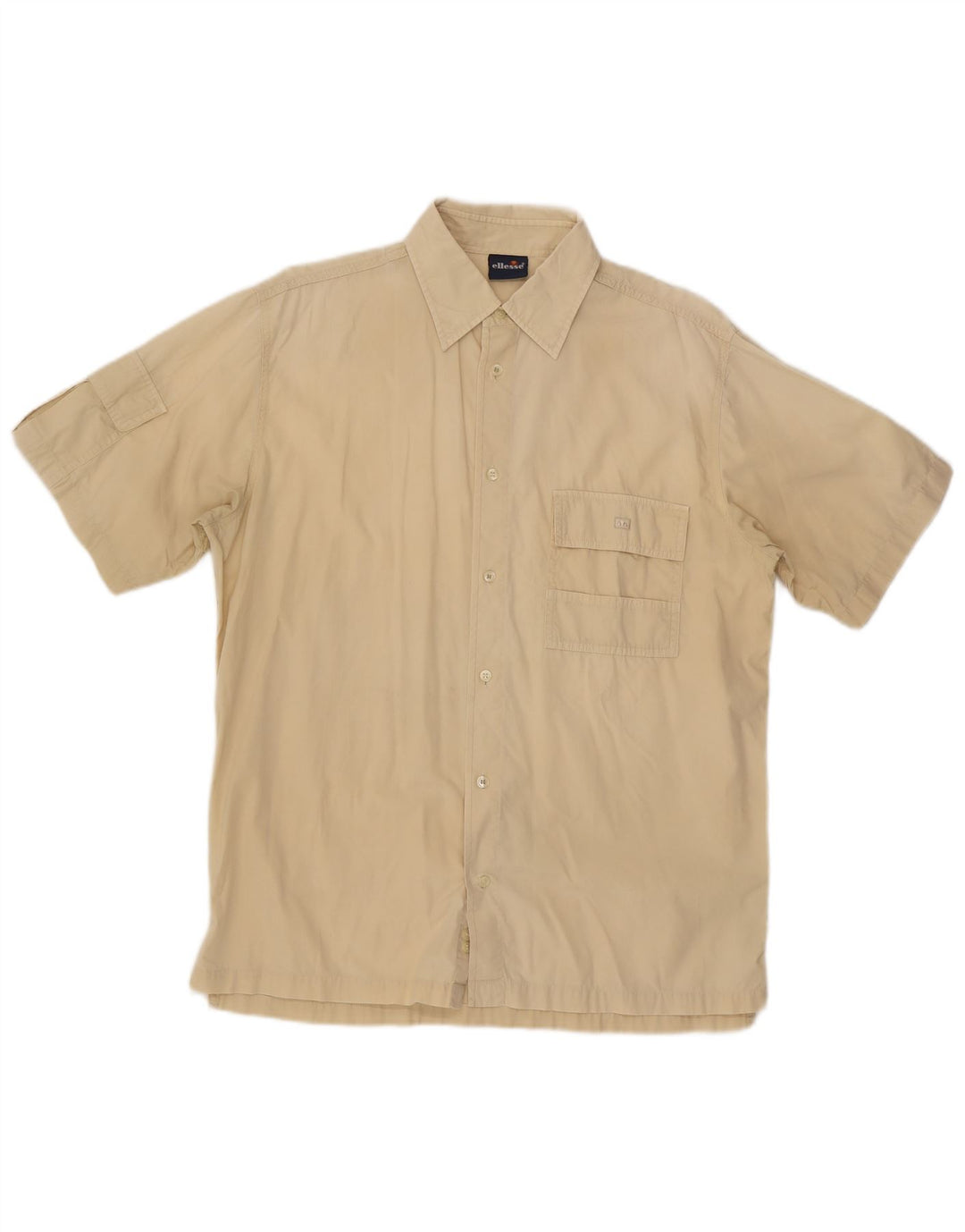 Ellesse Chemise à manches courtes pour hommes Large Beige Coton