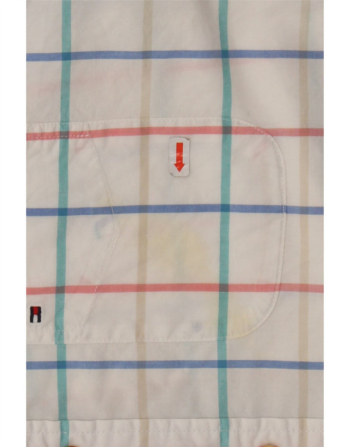 TOMMY HILFIGER Chemise Coupe Classique Homme Blanc Moyen à Carreaux Coton