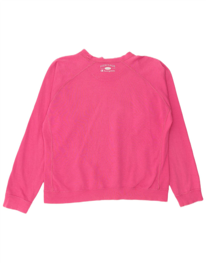 CHAMPION Sweat-shirt graphique pour femme UK 16 Grand coton rose