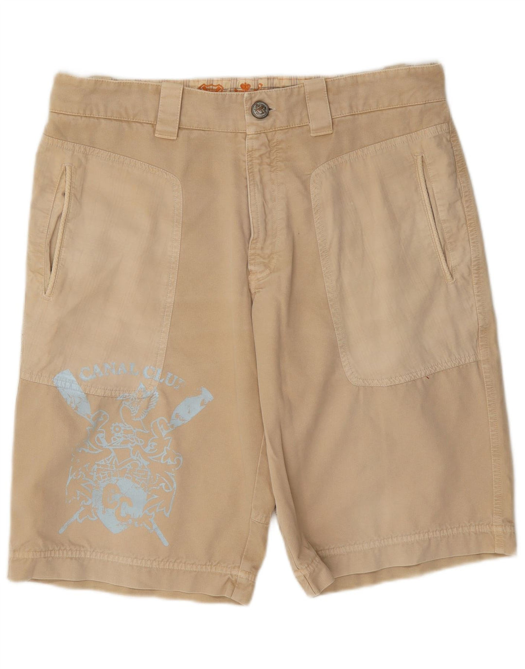 vintage Mens Graphic Chino Shorts W36 Grand Beige