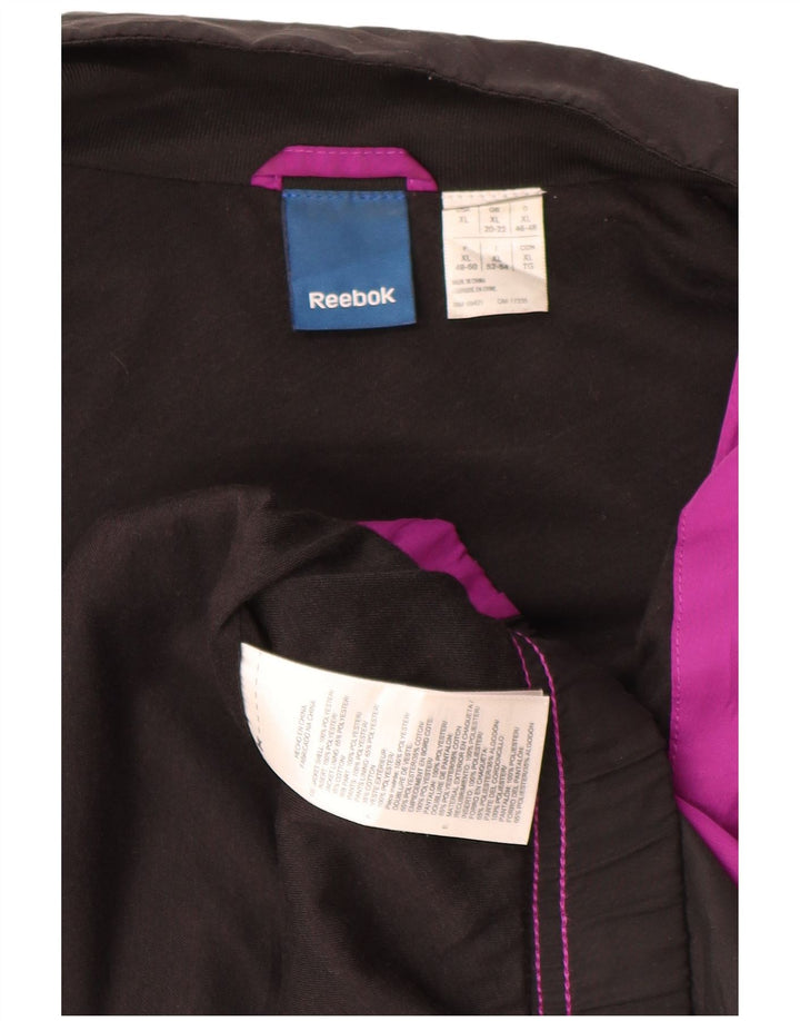 REEBOK Veste de survêtement pour femme UK 20/22 XL Rose Colorblock Polyester