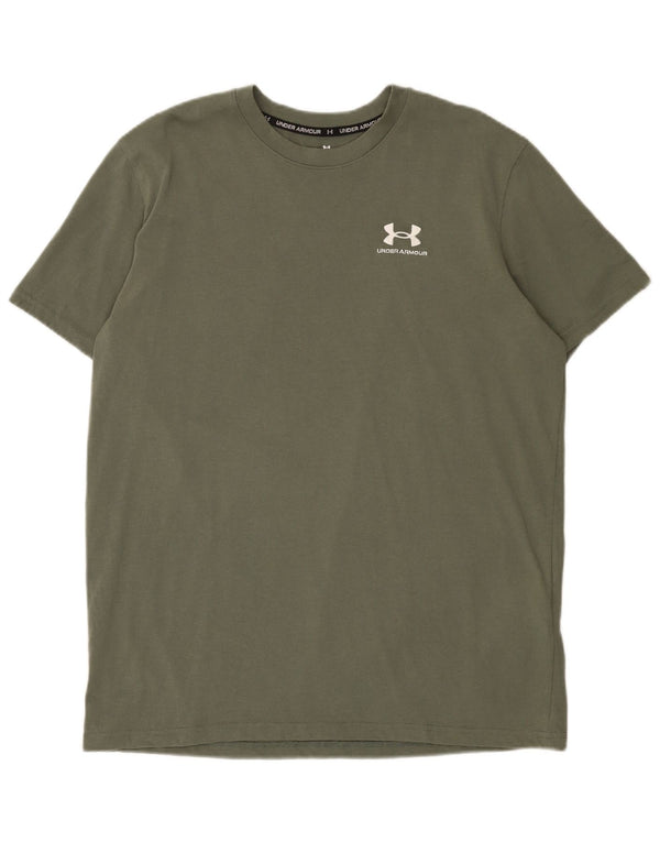 Under Armour Mens T-Shirt Top Large Khaki Cotton