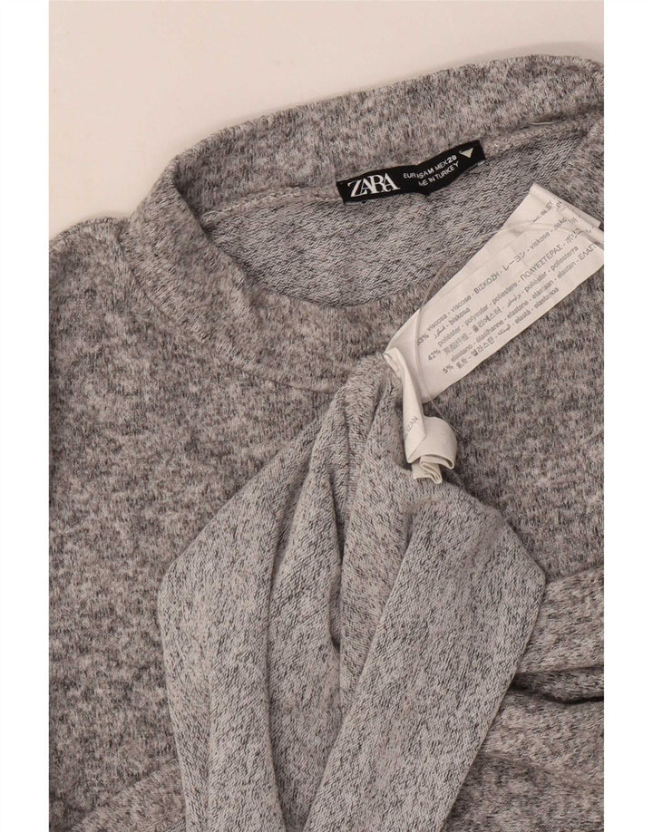 Zara Chemisier à manches longues pour femme UK 42 Viscose mouchetée gris moyen