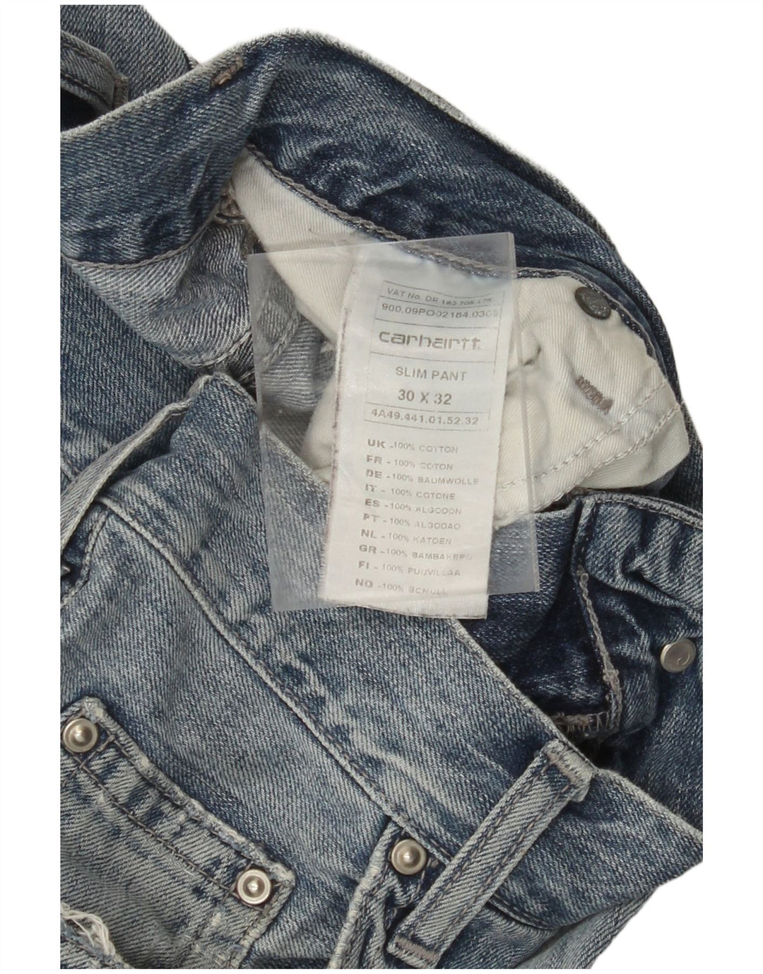 CARHARTT Jean Slim Homme W30 L32 Bleu Coton